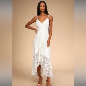Lulus Near Your Heart White Burnout Floral High-Low Dress